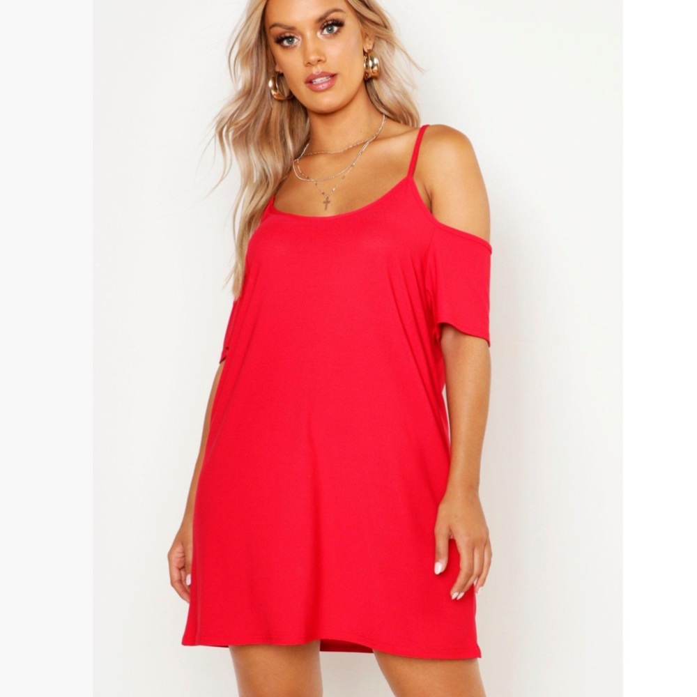 Boohoo Plus Cold Shoulder Strappy Sundress